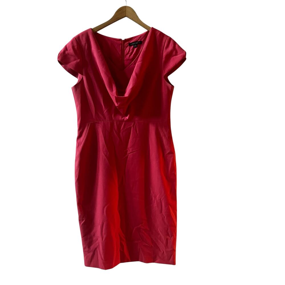 Albert Nipon Pink Cowl Neck Short Sleeve Dress Size 12